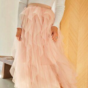 CUPSHE Tis' The SZN Tiered Tulle Mesh Skirt